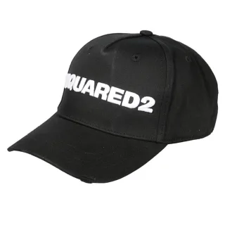 DSQUARED2 Weißes gesticktes Logo Schwarzes Cap