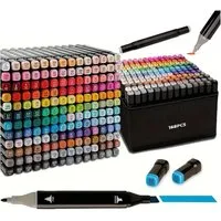 MOPUEA Filzstift 120 Farben Filzstifte Set Dual Pen Twin Marker Stifte Brush Pen, (168-tlg), Langlebige Farben für kraftvolles Malen