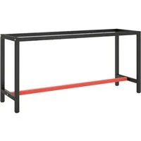 vidaXL Tischbein Werkbankgestell Mattschwarz und Mattrot 170x50x79 cm Metall