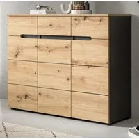 Inn.Furn Schuhkommode Cooper (Flurkommode in Eiche Artisan mit grau, 3-türig, 120 x 94 cm), mit 12 Fächern, Soft-Close-Funktion