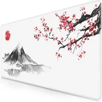 Titanwolf Gaming Mauspad XXL Speed Mousepad 900 x 400 x 3 mm, Schreibtischauflage, abwaschbar, rutschfeste Rückseite, Geschwindigkeit & Präzision, Ink Sakura 4