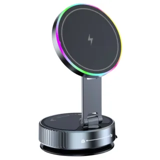 K3 15W Vacuum Suction Magnetic Wireless Charger Car Phone Holder Fast Wireless Charging Bracket 360° Rotatable for Smart