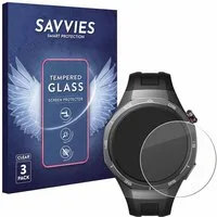 Savvies Displayschutzglas Schutzglas für Huawei Watch GT 5 Pro (46 mm), 3 Stück, Displayschutz 9H Glas Klar Transparent