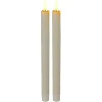 H&S Collection LED-Kerze Stabkerze elfenbein: Echtwachs-Optik Ø2x25cm, Fernbedienung, Timer (2-tlg), (on/off & Timerfunktion)