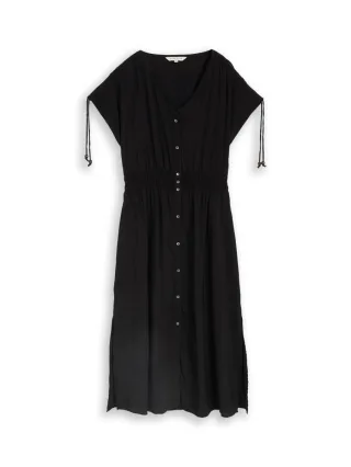 Tom Tailor - Midikleid mit Knopfleiste schwarz - Gr. - 34