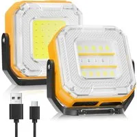 Quntis LED Taschenlampe Mini Arbeitsleuchte 1 Stück, Doppelseitige COB & LED Camping Licht (1-St), Notlicht mit Drehbarem Magnetfuß, Inspektionslampe für Camping