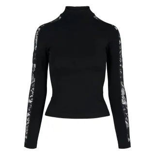 Urban Classics - Oberteil Spitzendetail für Damen Langärmlig (Schwarz)