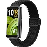 Wigento Smartwatch-Armband Nylon für Huawei Band 11 / 11 Pro Magnetverschluss Ersatz Band Schwarz, Magnetisch, Verstellbar