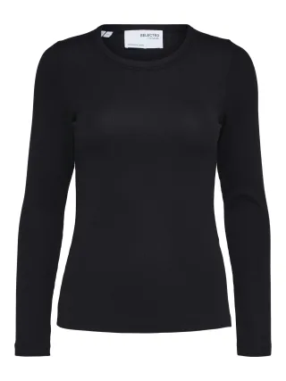 selected women - SLFDIANNA LS O-NECK TOP NOOS black - Gr. - XL