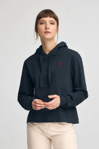 Sweatshirt marineblau mit Kapuze und Rigby Go Logo