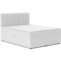 Deine Möbel 24 Boxspringbett VINCENT Polsterbett mit Bettkasten & Topper, Bouclé Stoff Bezug, (Set, 1-St., Bett in Weiß, Creme, Hellgrau, Grau, Schwarz), Größe: 120x200 140x200 160x200 180x200 200x200