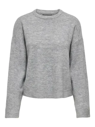 ONLY - ONLSIMONI L/S O-NECK PULLOVER KNT NOOS Medium Grey Melange - Gr. - S