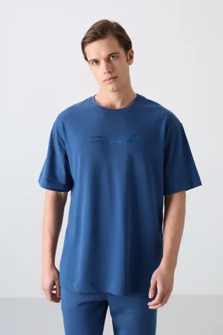 Überdimensioniertes Baumwoll-Polyester Rundhalsausschnitt T-Shirt
