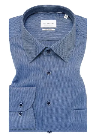 ETERNA - Dynamic Cotton Dobbydesign super langer Arm (72 cm) denim - Gr. - 42/Langarm - 65cm