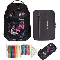ELEPHANT Schulrucksack Hero Signature Schultasche Digital Ready Set (4 Teile Schulrucksackset, inkl. Mäppchen Box + Laptop Hülle Sleeve + 31 Teile Stifte), Rucksack Schulmappe Jungen Mädchen +rmlv