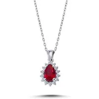EinStein Diamant Goldkette, Drop Rubin Entourage Halskette Diamanten 14 Karat Weißgold
