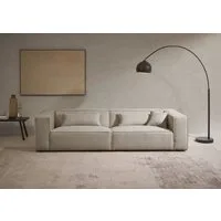 LeGer Home by Lena Gercke 3-Sitzer PIARA, Couch mit Kedernaht, Sofa in Cord, Leinenoptik o. Strukturstoff, schwarze Füße, bequemer Sitzkomfort
