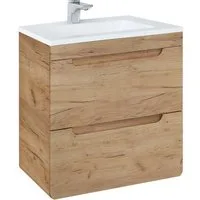 Lomadox Waschtisch LUTON-56-CRAFT, 61 cm mit Keramikbecken Wotan Eiche Nb. B/H/T ca. 61/60,8/46 cm
