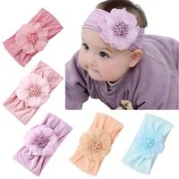 KINSI Diadem Baby Stirnbänder 5 Stück, Sonnenblumen Dekor, 17x8cm, Baby Haarschmuck (5-tlg), Kinderstirnband, Mesh-Nylon-Sonnenblume, Kinderhaarschmuck