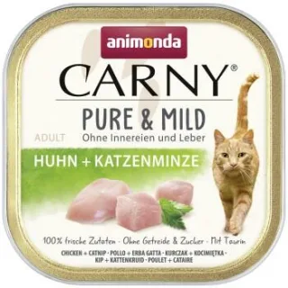 animonda Carny Nassfutter Katze Adult Pure and Mild Huhn mit Katzenminze 32x100 g