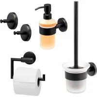bremermann Badaccessoire-Set Bad-Serie PIAZZA BLACK - Badezimmer Set 4tlg., Edelstahl, 4 tlg.