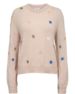 Nümph - Pullover mit Stickerei beige - Gr. - L
