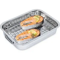 Spetebo Auflaufform Edelstahl Bräter mit entnehmbaren Grillrost - 32 x 24 cm, rostfreier Edelstahl, (1-St), mit abklappbaren Tragegriffen
