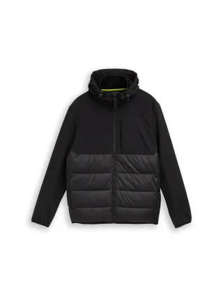 Denim Tom Tailor - Hybrid Steppjacke mit Kapuze black - Gr. - M