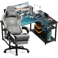 GTPLAYER Gamingtisch Gaming Tisch + Gaming Stuhl- Set, Computertisch Stuhl Set für Gaming, Multifunktionale Tische und Stühle