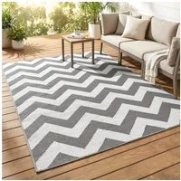Outsunny Outdoorteppich wasserdichter Kunststoffteppich, für Terrasse, Balkon, Rechteck, Höhe: 0.3 mm, Hellgrau, Weiß, 121 x 182 cm