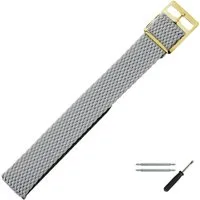 MARBURGER Uhrenarmband 18mm Textil Stoff Perlongeflecht Grau