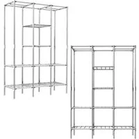 eyepower Kleiderschrank 178 x 128 x 45 cm Offener Schrank - Metall Steckregal 8 Ablagen Regal für Schlafzimmer mit Kleiderstange - Regalsystem - Ablageregal