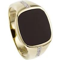 JOBO Fingerring Ring mit Onyx und 12 Diamanten, 585 Gold bicolor