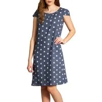 Caspar Sommerkleid SKL024 knielanges Damen Sommer Leinenkleid mit Punkte Print Luftig leicht, figurumspielende Form, mit seitlichem Jersey-Einsatz