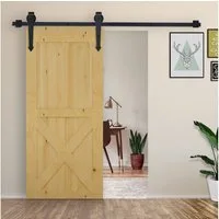 HOMCOM Türbeschlag Schiebetüren-Beschlagsatz 200 cm (Komplett-Set, 19 St., chiebetürsystem), aus Kohlenstoffstahl Schwarz