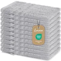 Lavea Waschhandschuh 10er Set Waschhandschuhe, 15 x 21 cm, Elena-Frottierserie, Waschlappen, 100% Baumwolle (10er Set), 500 g/m² Frottier, weich & saugstark, pflegeleicht