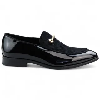 Elegante schwarze Slipper für Herren mit Lederfutter und Samt-Schlupfschuhen