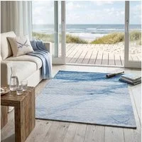 Sansibar Teppich Keitum 007, rechteckig, Höhe: 3 mm, Flachgewebe, modernes Wellen Design & gekreuzte Säbel