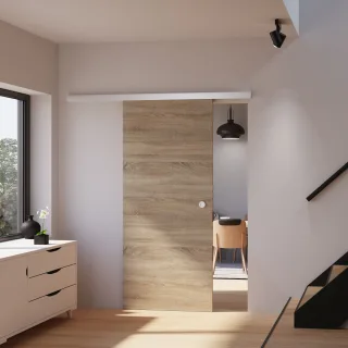 Holzschiebetür Wildeiche 880x2035mm mit Griffmuschel Komplettset