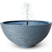 matches21 HOME & HOBBY Wasserspiel Solar-Brunnen Set für draußen - 45 x 23 cm Schale grau, (1 tlg), Wasser-Fontäne als Solar Spring-Brunnen Garten-Deko Vogeltränke