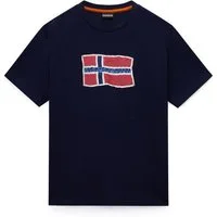 Napapijri T-Shirt mit Rundhalsausschnitt, Kurzarm, aus Baumwolle, gerader Abschluss
