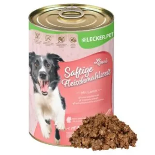 Lyra Pet Lecker.Pet Luna's Saftige Fleischmahlzeit mit Lamm Hundefutter Nassfutter 4,8 kg