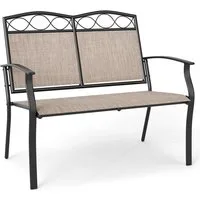 COSTWAY Gartenbank, 2-Personen Schwerlast Metall-Doppelsitz, bis 300kg