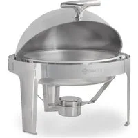 Mahlzeit Speisenwärmer Edelstahl Chafing Dish, 6 Liter, rund, Speisenwärmer, Wärmebehälter, (5-tlg), Leises schließen dank Gummistopper