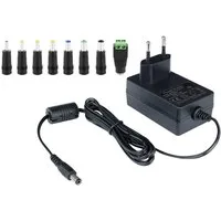 Poppstar Steckernetzteil 12V 2A (2000mA, 5,5/2,5mm) Universal-Netzteil (Strom-Adapter mit 8er Hohlstecker Set, 150cm)