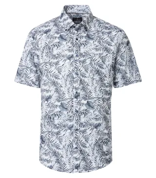 CASAMODA - Kurzarmhemd mit Muster blau - Gr. - 3XL