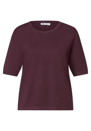 Street One - Kurzarm Pullover mit Rundhals in Unifarbe rustic rouge - Gr. - 38