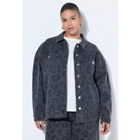 Studio Untold Jeansjacke Jeansjacke oversized Grey-Denim mit Leo