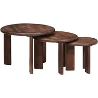 vidaXL Couchtisch Nesting-Couchtische 3 stk. Dunkelbraun Ø 54 x 40 cm (3-St)