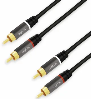 LOGILINK Cinchkabel CA1207, 5 m, 2x2 Cinchstecker, schwarz